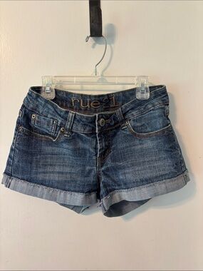 Rue21 Dark Blue Denim Roll-Cuff Jean Shorts